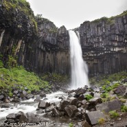 stacked basalt stone waterfall Iceland