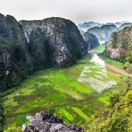 Vietnam rice fields between mountains